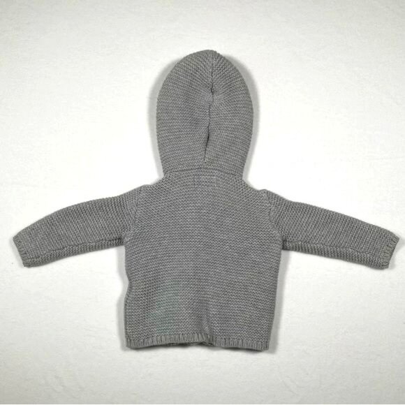 Little Planet Baby Grey Button Up Hooded Knit Sweater 6m Cardigan - Picture 2 of 6